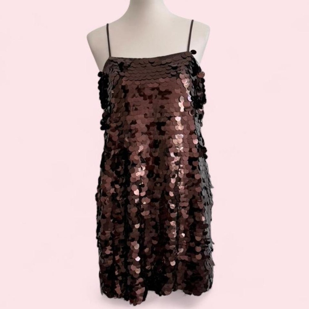 A New‎ Day Brown Large Sequin Midi Dress — Size M
